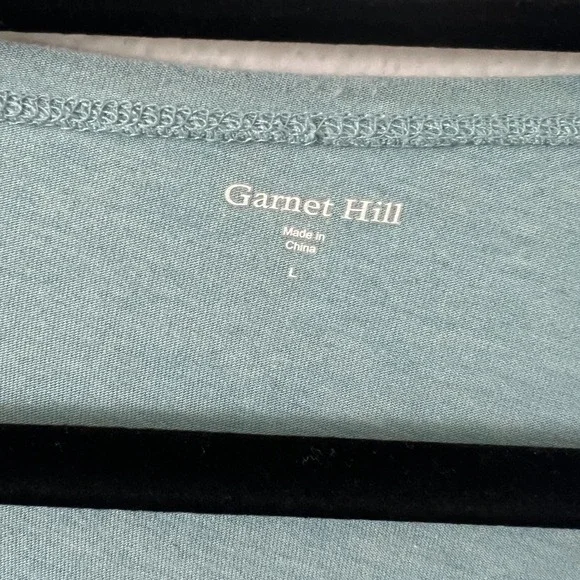 Garnet Hill Sz L Blue Floral Embroidered Top Cotton Modal Boho Cottagecore Artsy - Picture 3 of 11